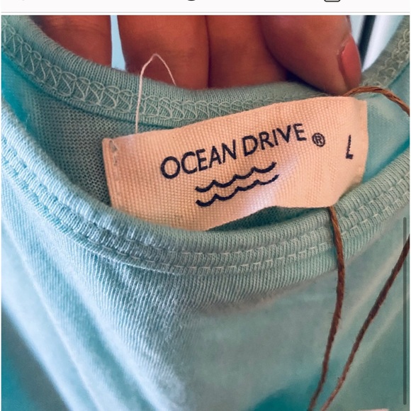 Ocean Drive Blue Teal Strappy Back Tank Tee Top NWOT! - Picture 3 of 3